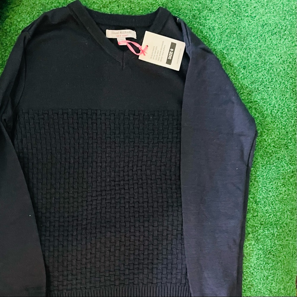 Boys navy blue v-neck sweater - size 6